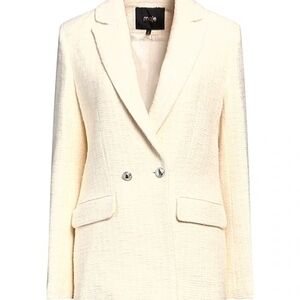 Maje Cream Double-Breasted Blazer